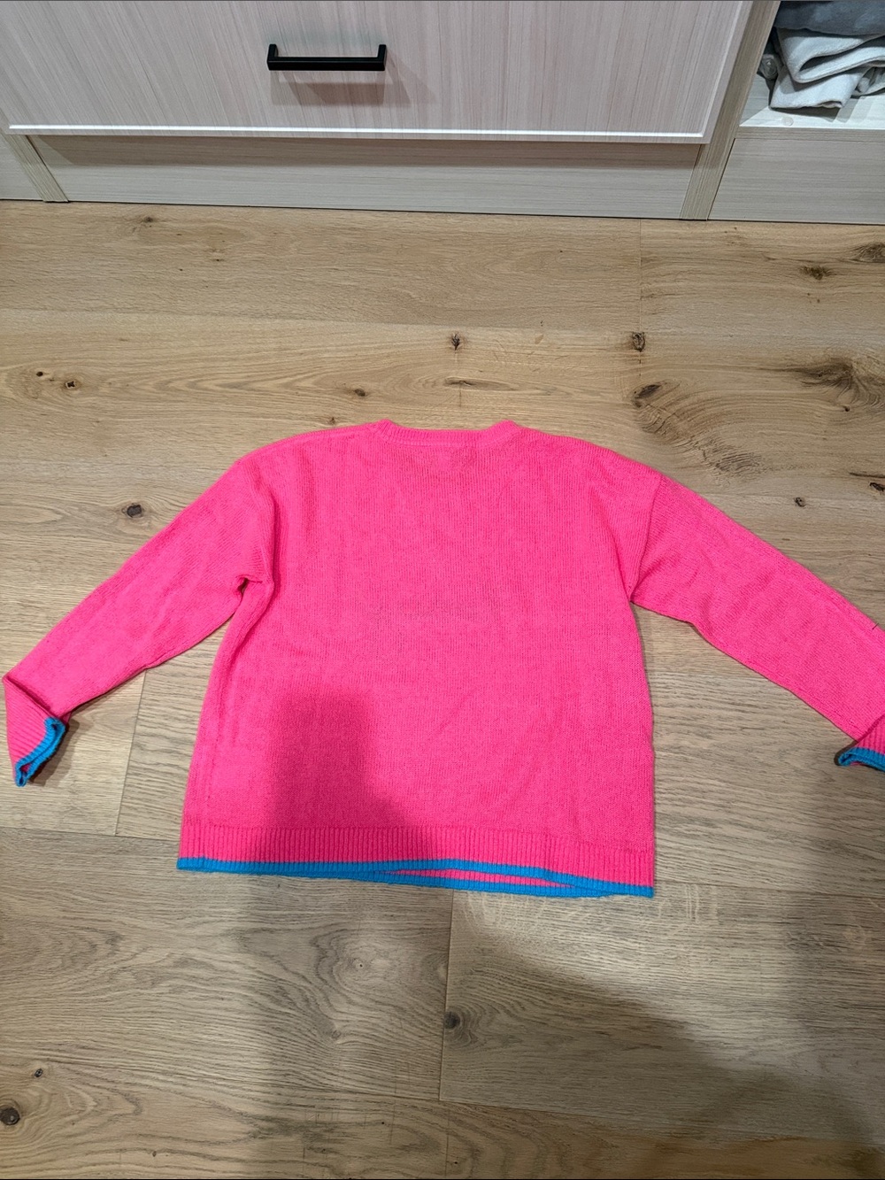 Lilly Pulitzer Hot Pink Crewneck Sweater with Blue 'Fancy' Script - Picture 5 of 7